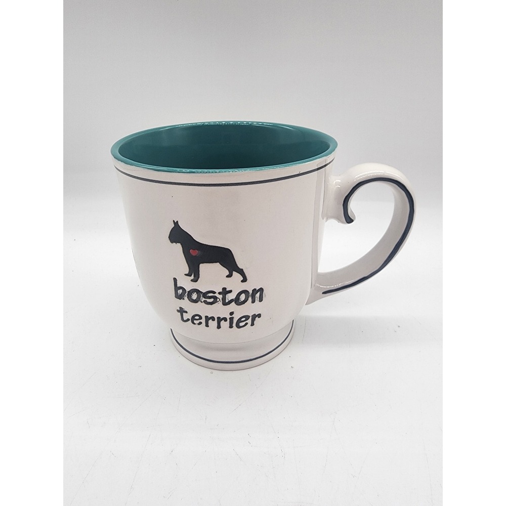 Spectrum Designz Boston Terrier Coffee Mug Teal Interior White Ceramic Dog Lover